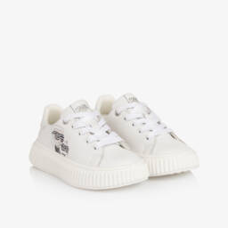 KARL LAGERFELD KIDS-White Luxurious Leather Sneakers for Girls | Childrensalon Outlet