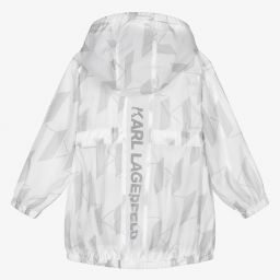 KARL LAGERFELD KIDS-White Monogram Hooded Coat | Childrensalon Outlet