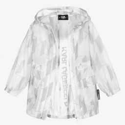 KARL LAGERFELD KIDS-White Monogram Hooded Coat | Childrensalon Outlet