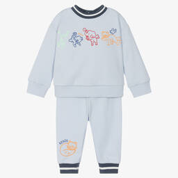 KENZO KIDS-Голубой спортивный костюм из хлопка с животными | Childrensalon Outlet