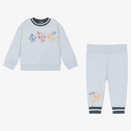 KENZO KIDS-Голубой спортивный костюм из хлопка с животными | Childrensalon Outlet