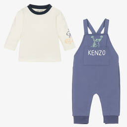 KENZO KIDS-Baby Boys Blue Cotton Frog Dungaree Set | Childrensalon Outlet