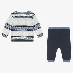 KENZO KIDS-Baby Boys Blue Cotton Knit Trouser Set | Childrensalon Outlet