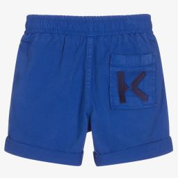 كينزو كيدز-شورت أطفال ولادي قطن تويل لون أزرق فاقع | Childrensalon Outlet