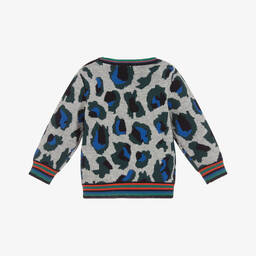 كينزو كيدز-كنزة النمر مزيج قطن محبوك لون رمادي للمواليد | Childrensalon Outlet