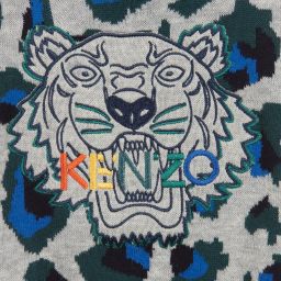 كينزو كيدز-كنزة النمر مزيج قطن محبوك لون رمادي للمواليد | Childrensalon Outlet