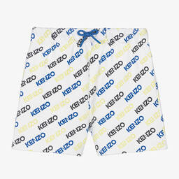 KENZO KIDS-شورت أطفال ولادي قطن لون أبيض | Childrensalon Outlet