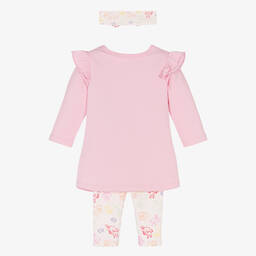 KENZO KIDS-طقم فستان أطفال بناتي قطن جيرسي لون زهري | Childrensalon Outlet