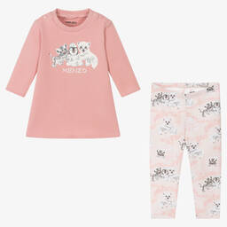 كينزو كيدز-طقم فستان قطن لون زهري للمولودات | Childrensalon Outlet