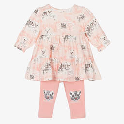 KENZO KIDS-طقم ليغنغز فيسكوز لون زهري للمولودات | Childrensalon Outlet