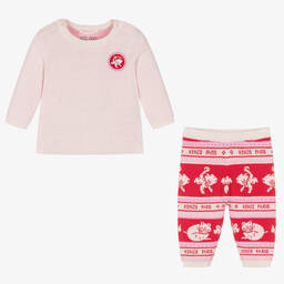 KENZO KIDS-Baby Girls Pink & Red Knitted Trouser Set | Childrensalon Outlet