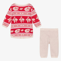 KENZO KIDS-Baby Girls Red Knitted Dress Set | Childrensalon Outlet