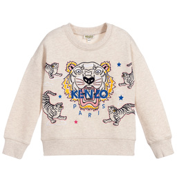 KENZO KIDS-Бежевая хлопковая толстовка с тигром | Childrensalon Outlet
