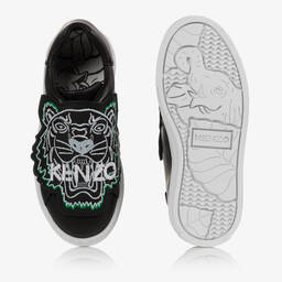 KENZO KIDS-Black Leather Tiger Trainers | Childrensalon Outlet