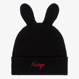 KENZO KIDS-Черная шапка-бини с заячьими ушками | Childrensalon Outlet