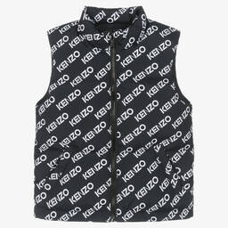 Kenzo Kids logo-print sleeveless padded gilet - Blue