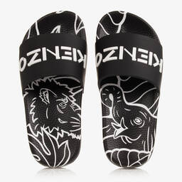 كينزو كيدز-شبشب سلايدرز مطاط لون أسود وأبيض | Childrensalon Outlet