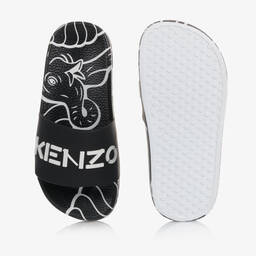 كينزو كيدز-شبشب سلايدرز مطاط لون أسود وأبيض | Childrensalon Outlet