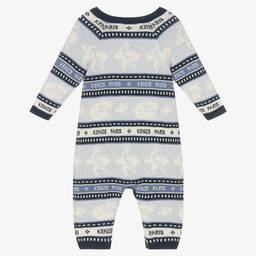 KENZO KIDS-Blue Boys Jacquard Knitted Romper | Childrensalon Outlet