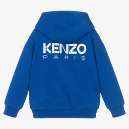 KENZO KIDS-Blue Cotton Boke Flower Hoodie | Childrensalon Outlet