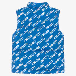 KENZO KIDS-Blue Down Padded Logo Gilet | Childrensalon Outlet