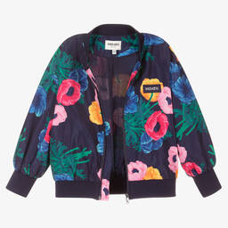 KENZO KIDS-Blue Flowers Taffeta Jacket | Childrensalon Outlet