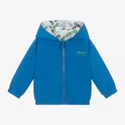 كينزو كيدز-جاكيت هودي بوجهين لون أزرق للأطفال | Childrensalon Outlet