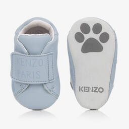 KENZO KIDS-Blue Leather Mini Iconics Pre-Walker Shoes | Childrensalon Outlet