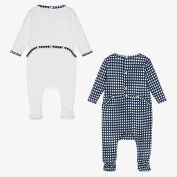 KENZO KIDS-Blue & White Cotton Babygrows (2 Pack)  | Childrensalon Outlet