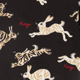 KENZO KIDS-Boys Black Cotton Rabbit & Logo Zip-Up Top | Childrensalon Outlet