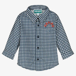 KENZO KIDS-Boys Blue Check Corduroy Shirt | Childrensalon Outlet
