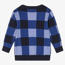 KENZO KIDS-Boys Blue Check Cotton Knit Jumper | Childrensalon Outlet