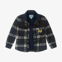 KENZO KIDS-Boys Blue Checked Overshirt | Childrensalon Outlet