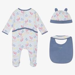 KENZO KIDS-Boys Blue Cotton Animal Babysuit Set | Childrensalon Outlet