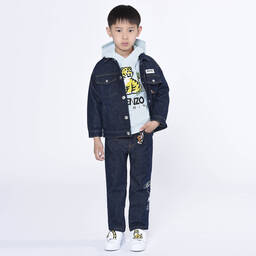 KENZO KIDS-Boys Blue Cotton KOTORA Print Hoodie | Childrensalon Outlet