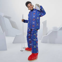 KENZO KIDS-Boys Blue Logo Ski Jacket | Childrensalon Outlet