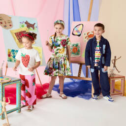 KENZO KIDS-Джинсовая куртка с синим орнаментом оригами для мальчиков | Childrensalon Outlet