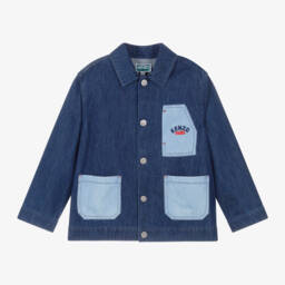 KENZO KIDS-Джинсовая куртка с синим орнаментом оригами для мальчиков | Childrensalon Outlet