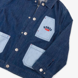 KENZO KIDS-Джинсовая куртка с синим орнаментом оригами для мальчиков | Childrensalon Outlet