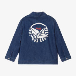 KENZO KIDS-Джинсовая куртка с синим орнаментом оригами для мальчиков | Childrensalon Outlet
