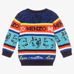KENZO KIDS-Синий свитер с белыми медведями для мальчиков | Childrensalon Outlet