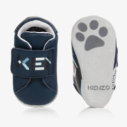 كينزو كيدز-حذاء جلد لون كحلي لمرحلة قبل المشي | Childrensalon Outlet