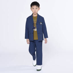 KENZO KIDS-Boys Blue Striped Seersucker Trousers | Childrensalon Outlet