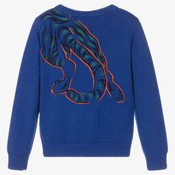 KENZO KIDS-Синий вязаный свитер с тигром для мальчиков | Childrensalon Outlet