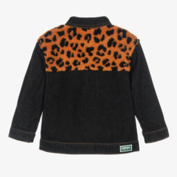 KENZO KIDS-Boys Denim Jacket with Leopard Fleece | Childrensalon Outlet