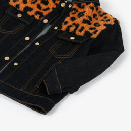 KENZO KIDS-Boys Denim Jacket with Leopard Fleece | Childrensalon Outlet