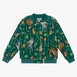 KENZO KIDS-Boys Green Bamboo Print Zip-Up Top | Childrensalon Outlet