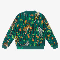 KENZO KIDS-Boys Green Bamboo Print Zip-Up Top | Childrensalon Outlet