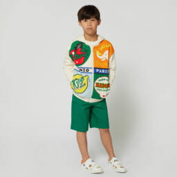 KENZO KIDS-Boys Green Cotton Logo Bermudas | Childrensalon Outlet