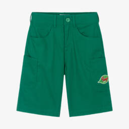 KENZO KIDS-Boys Green Cotton Logo Bermudas | Childrensalon Outlet